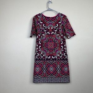 Eliza J. Pink Graphic Short Sleeve Mini Shift Dress Women's Petite Size 2